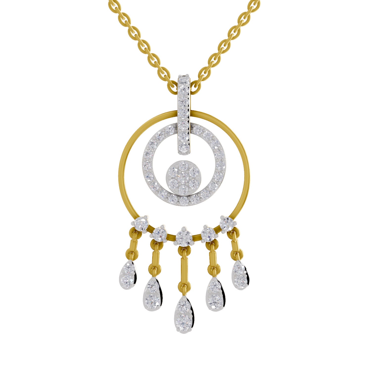 0.81 Round Shape | 925 Sterling Silver Gold Plated Dream Catcher Pendant Necklace