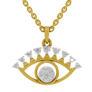 0.38 Round Shape | 925 Sterling Silver Gold Plated Evil Eye Pendant Necklace