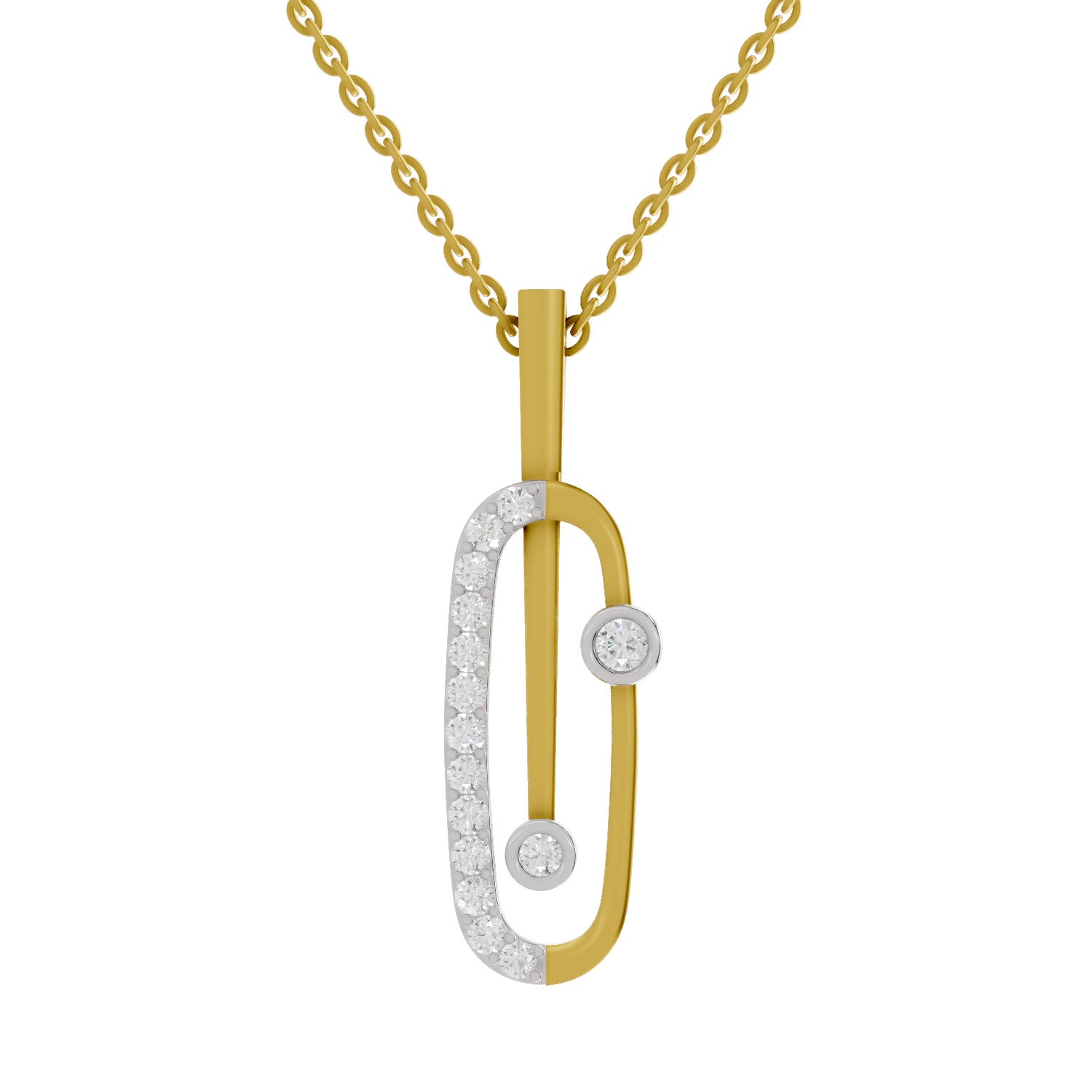 0.62 Round Shape | 925 Sterling Silver Gold Plated Fashion Pendant Necklace