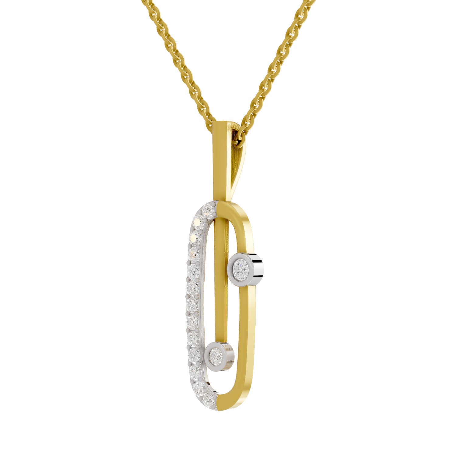 0.62 Round Shape | 925 Sterling Silver Gold Plated Fashion Pendant Necklace