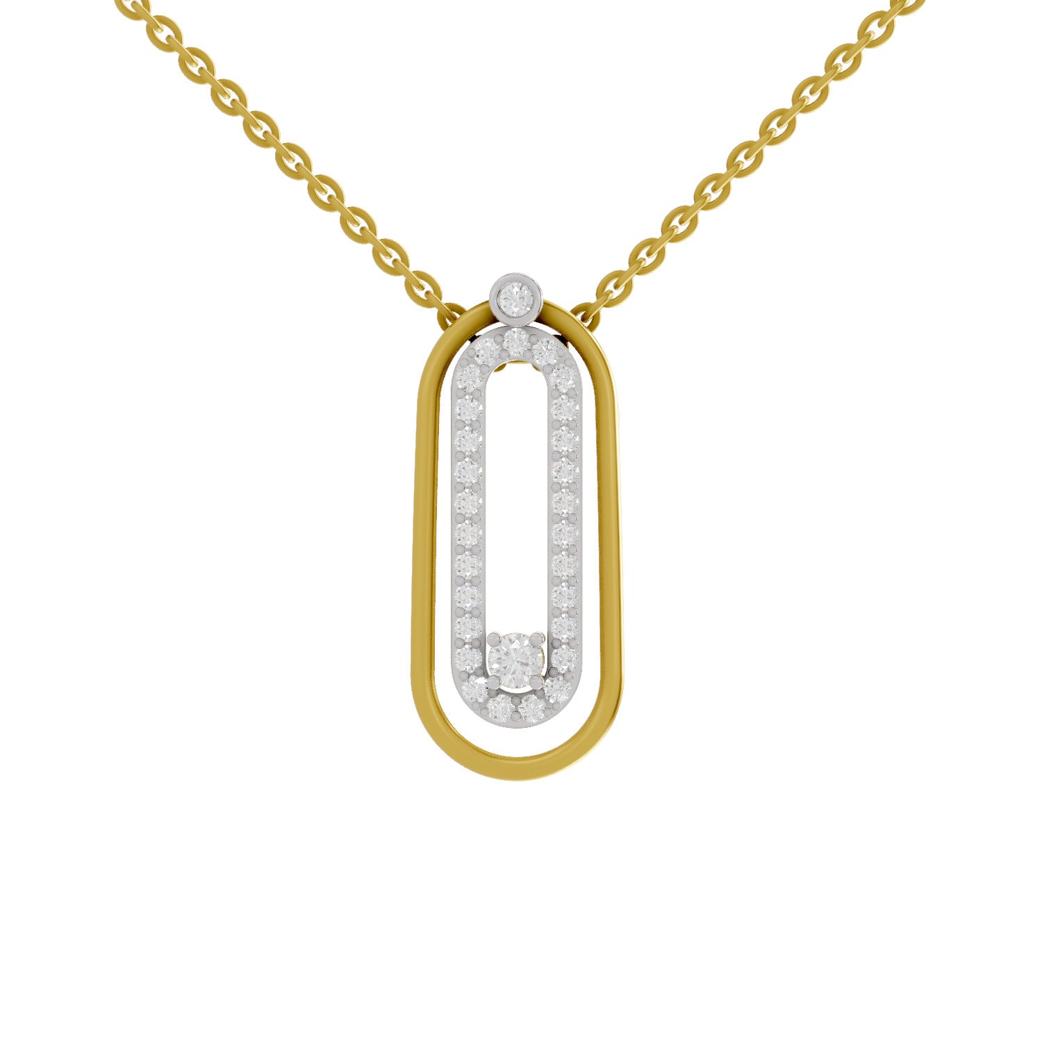 0.63 Round Shape | 925 Sterling Silver Gold Plated Fashion Pendant Necklace