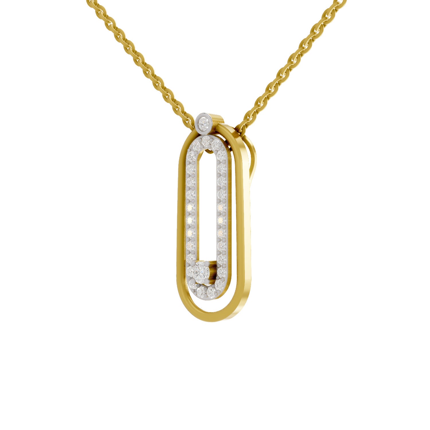 0.63 Round Shape | 925 Sterling Silver Gold Plated Fashion Pendant Necklace