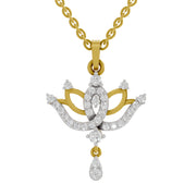 0.49 Round Shape | 925 Sterling Silver Gold Plated Lotus Pendant Necklace