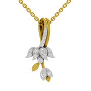 0.34 Round Shape | 925 Sterling Silver Gold Plated Lotus Pendant Necklace