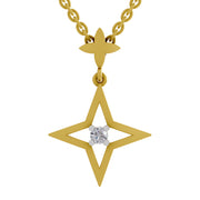 0.08 Round Shape | 925 Sterling Silver Gold Plated Star Pendant Necklace