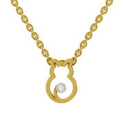 0.02 Carat | 925 Sterling Silver Yellow Gold Plated Celestial Cat pendant