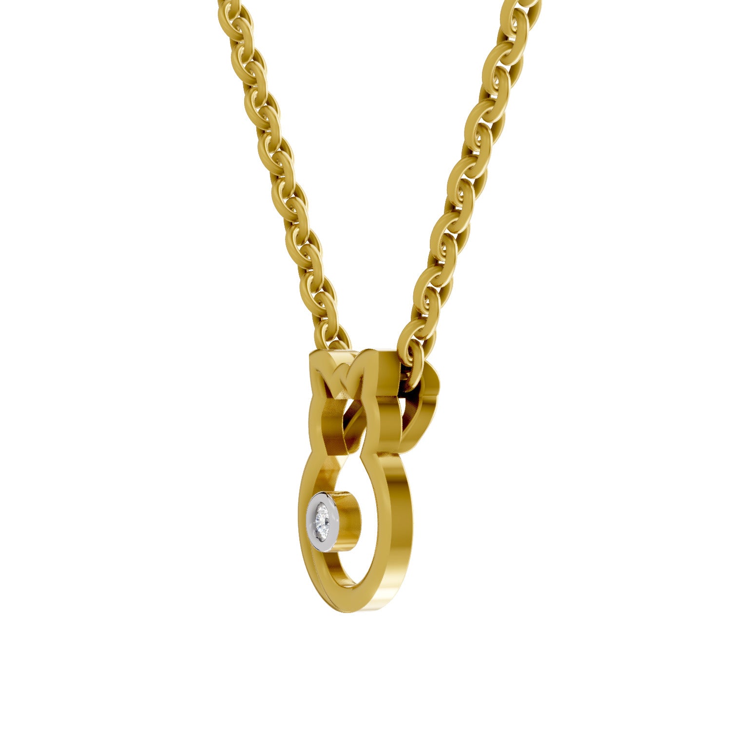 0.02 Carat | 925 Sterling Silver Yellow Gold Plated Celestial Cat pendant