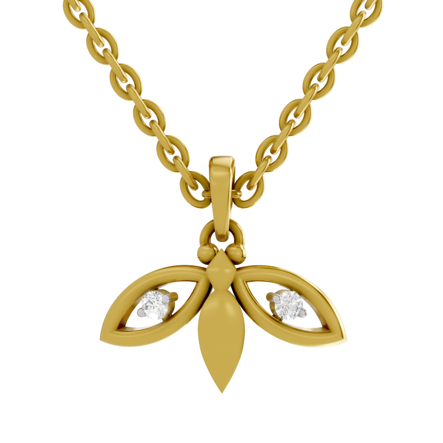 0.04 Carat| 925 Sterling Silver Gold Plated Bee Pendant Necklace
