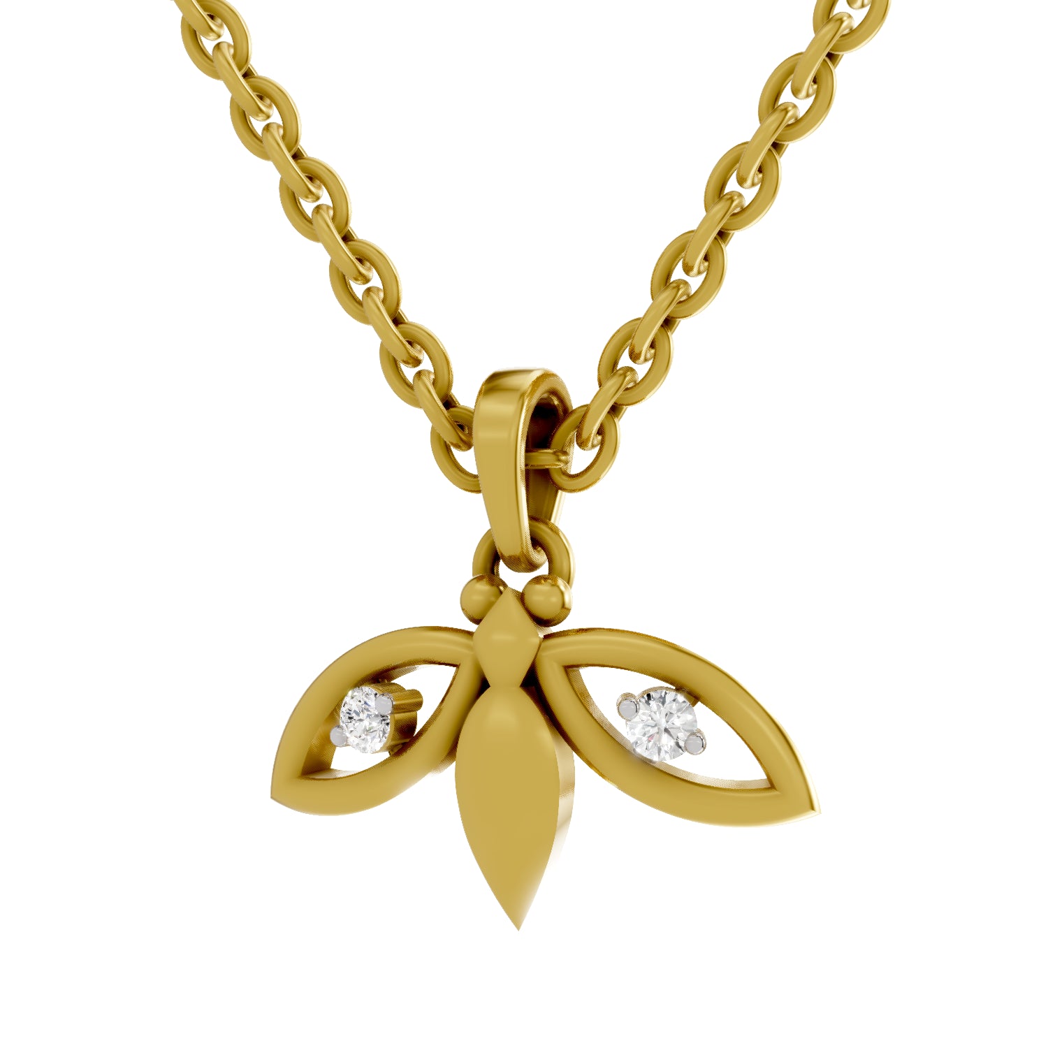 0.04 Carat| 925 Sterling Silver Gold Plated Bee Pendant Necklace
