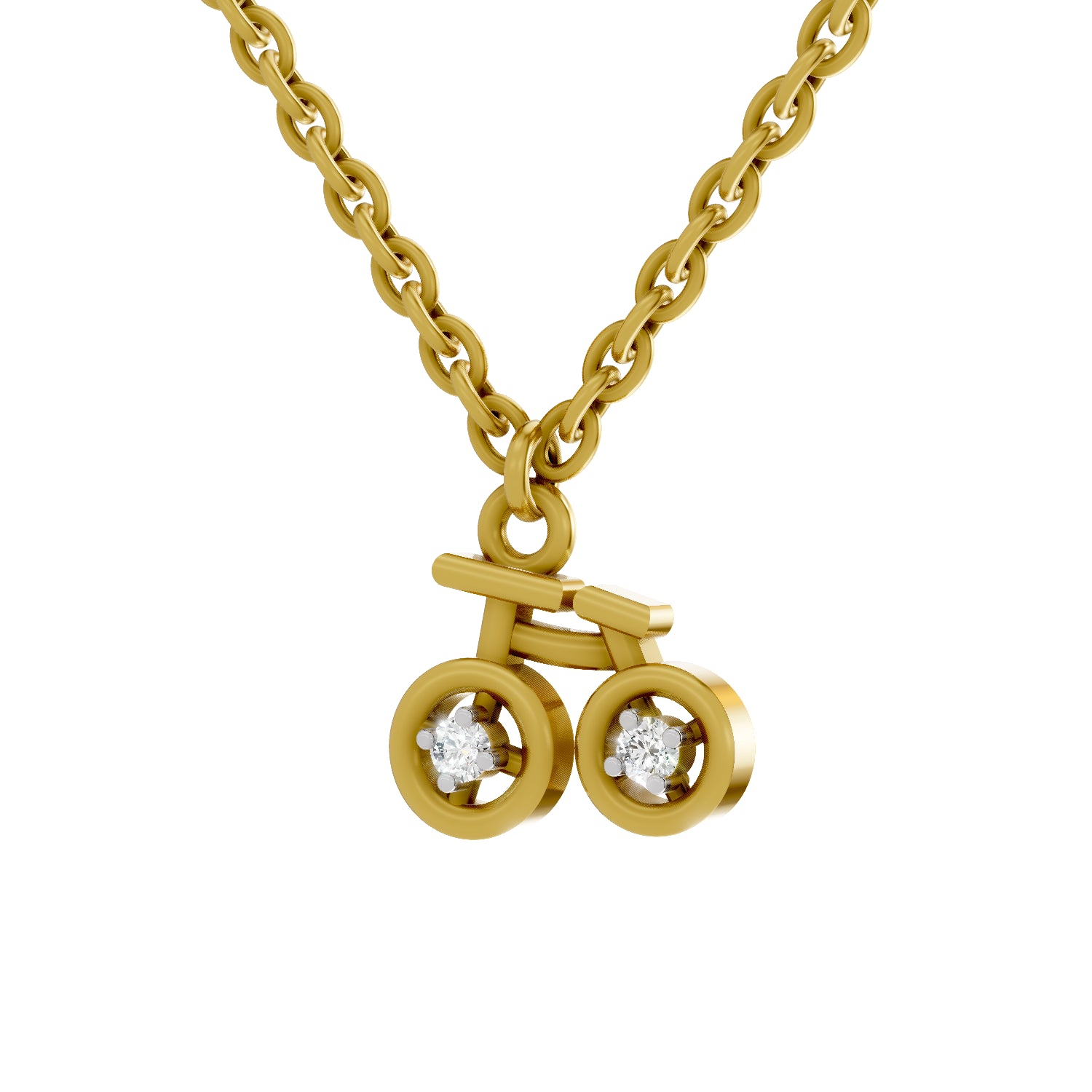 0.04 Carat| 925 Sterling Silver Gold Plated Cycle Pendant Necklace