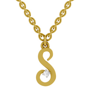 0.02 Carat| 925 Sterling Silver Gold Plated Initial S Pendant Necklace