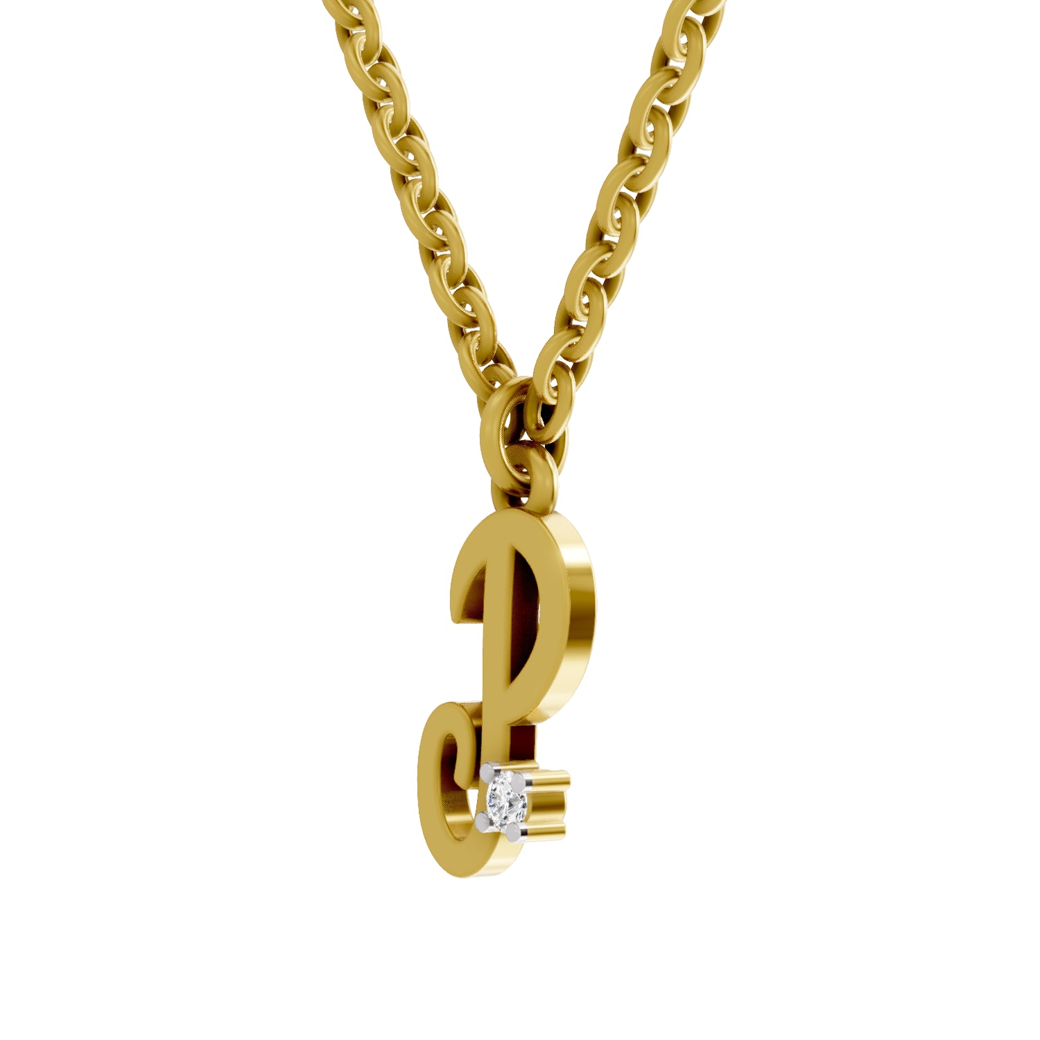 0.02 Carat| 925 Sterling Silver Gold Plated Initial P Pendant Necklace