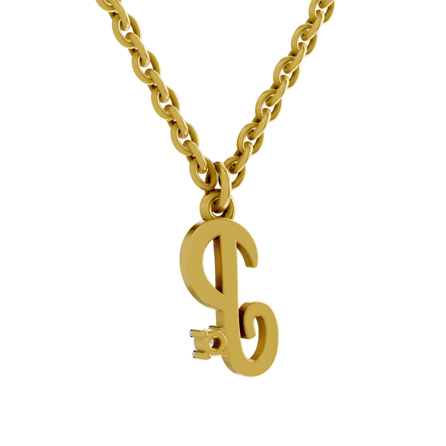 0.02 Carat| 925 Sterling Silver Gold Plated Initial P Pendant Necklace