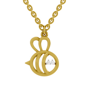0.02 Carat| 925 Sterling Silver Gold Plated Busy Bee Pendant Necklace