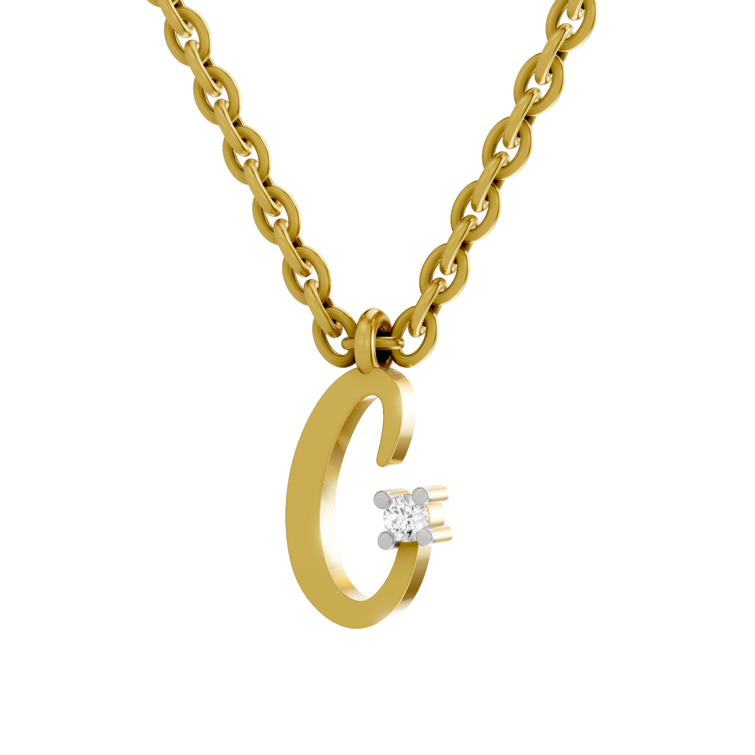 0.02 Carat| 925 Sterling Silver Gold Plated Initial C Pendant Necklace