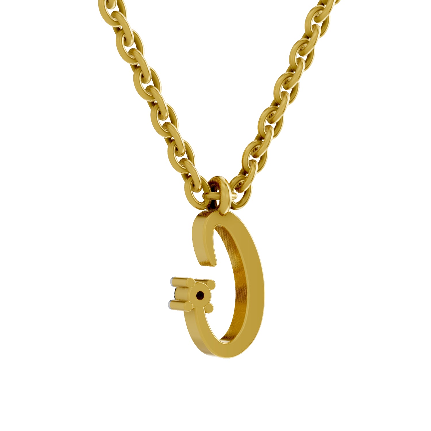 0.02 Carat| 925 Sterling Silver Gold Plated Initial C Pendant Necklace