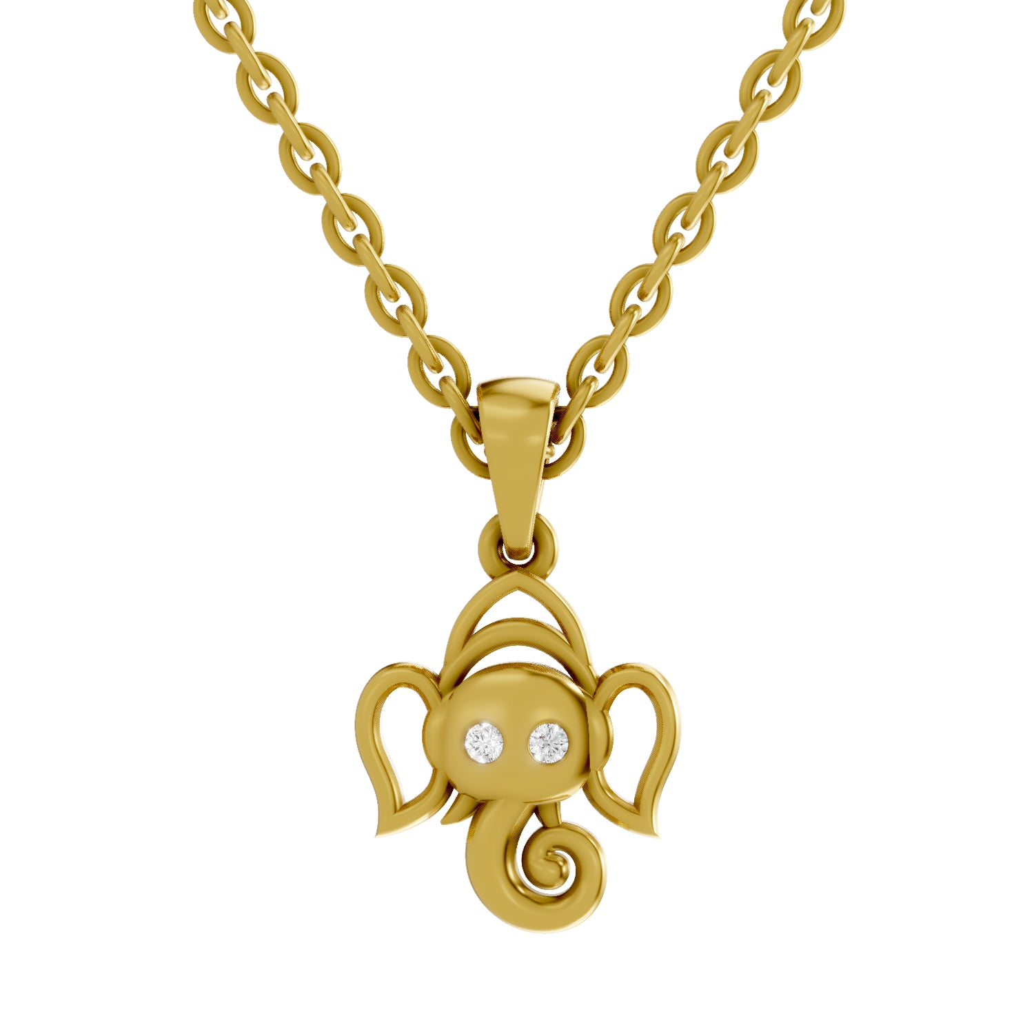 0.02 Carat| 925 Sterling Silver Gold Plated Bal Ganesha Pendant Necklace
