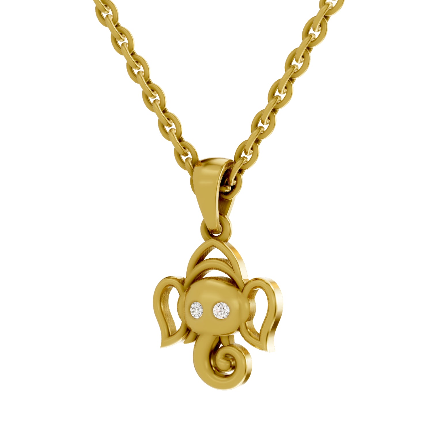 0.02 Carat| 925 Sterling Silver Gold Plated Bal Ganesha Pendant Necklace