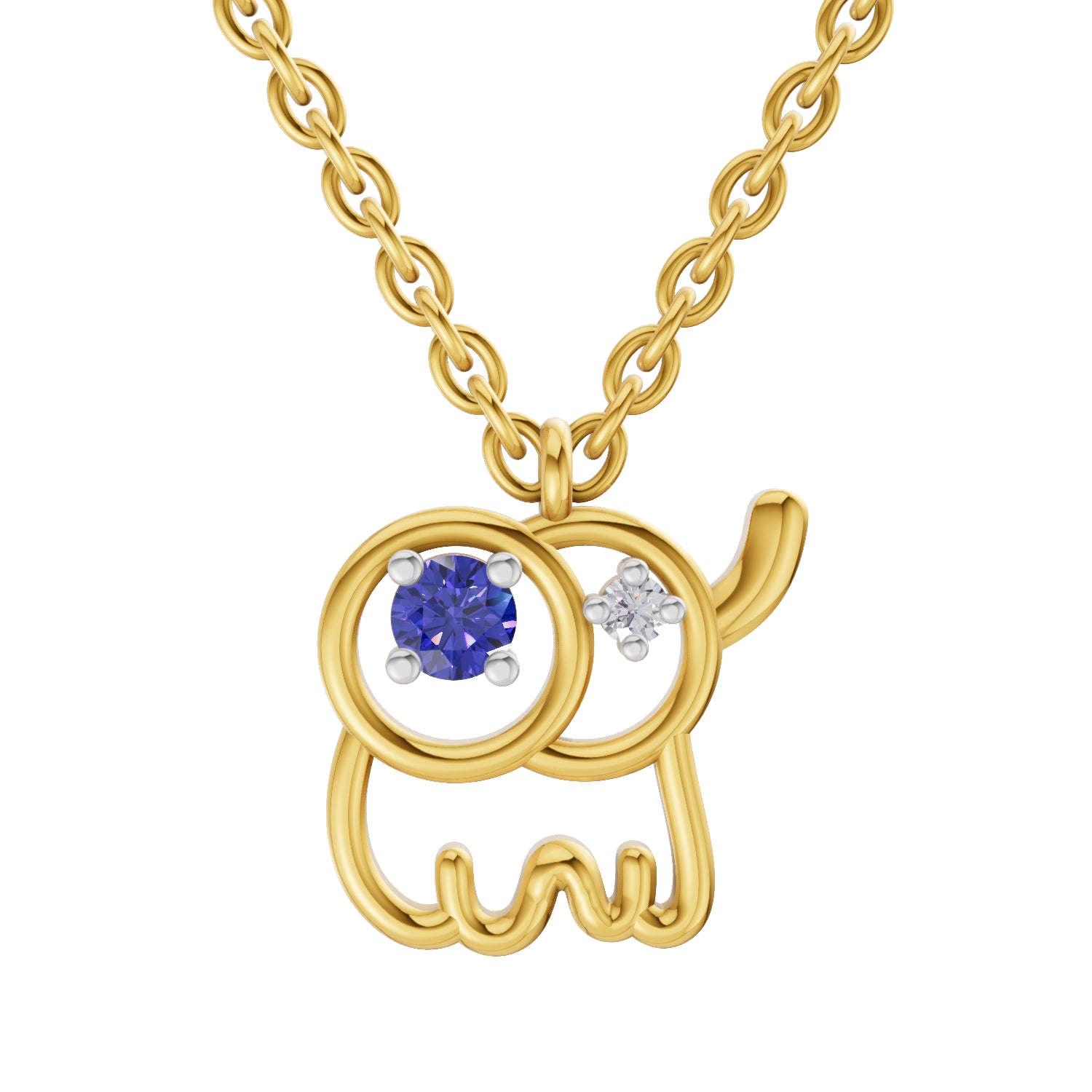 0.02 Carat| 925 Sterling Silver Gold Plated Baby Elephant Pendant Necklace