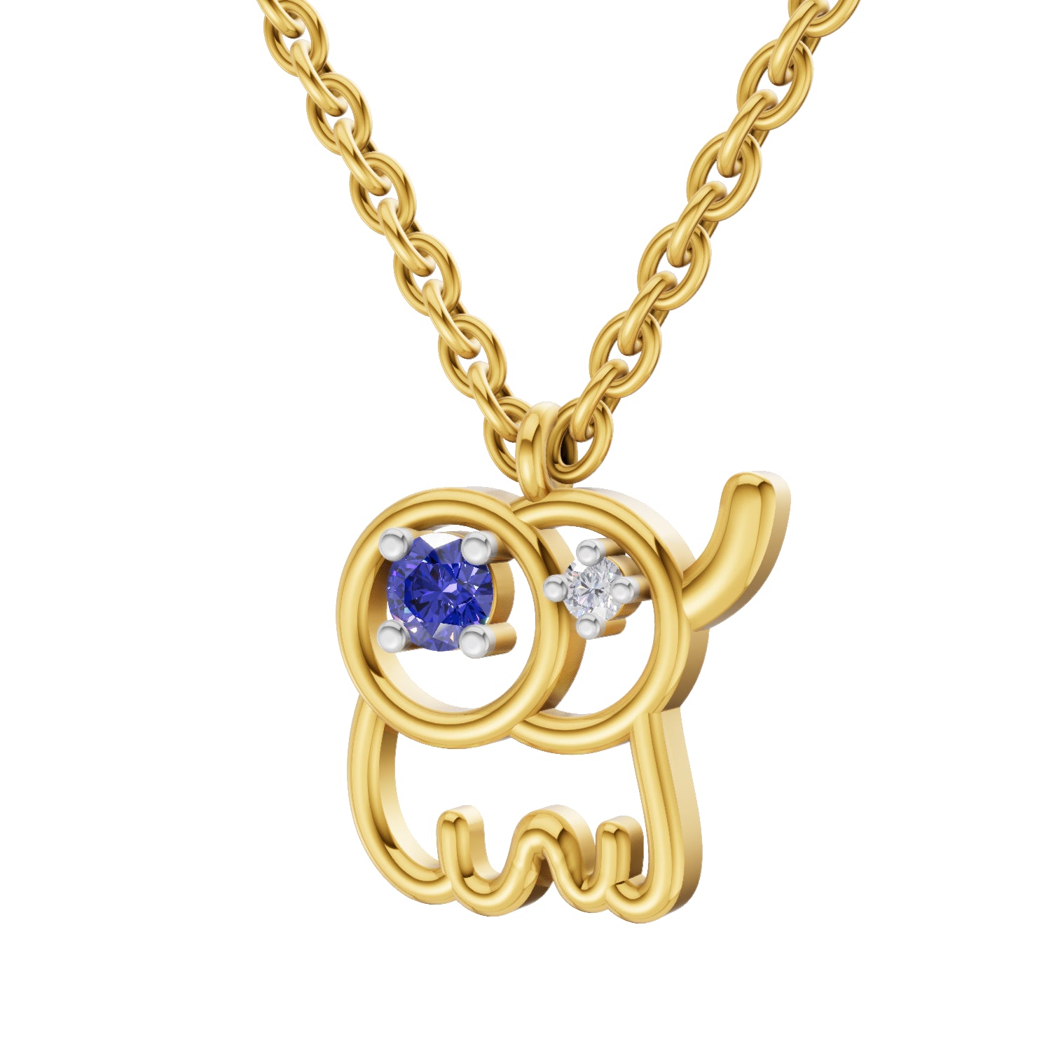0.02 Carat| 925 Sterling Silver Gold Plated Baby Elephant Pendant Necklace