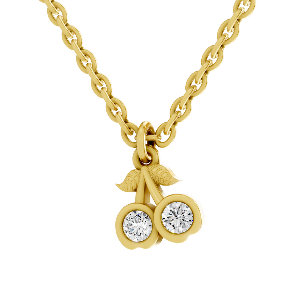 0.17 Carat Sparkling Orchard Cherry Pendant | 14K Yellow Gold