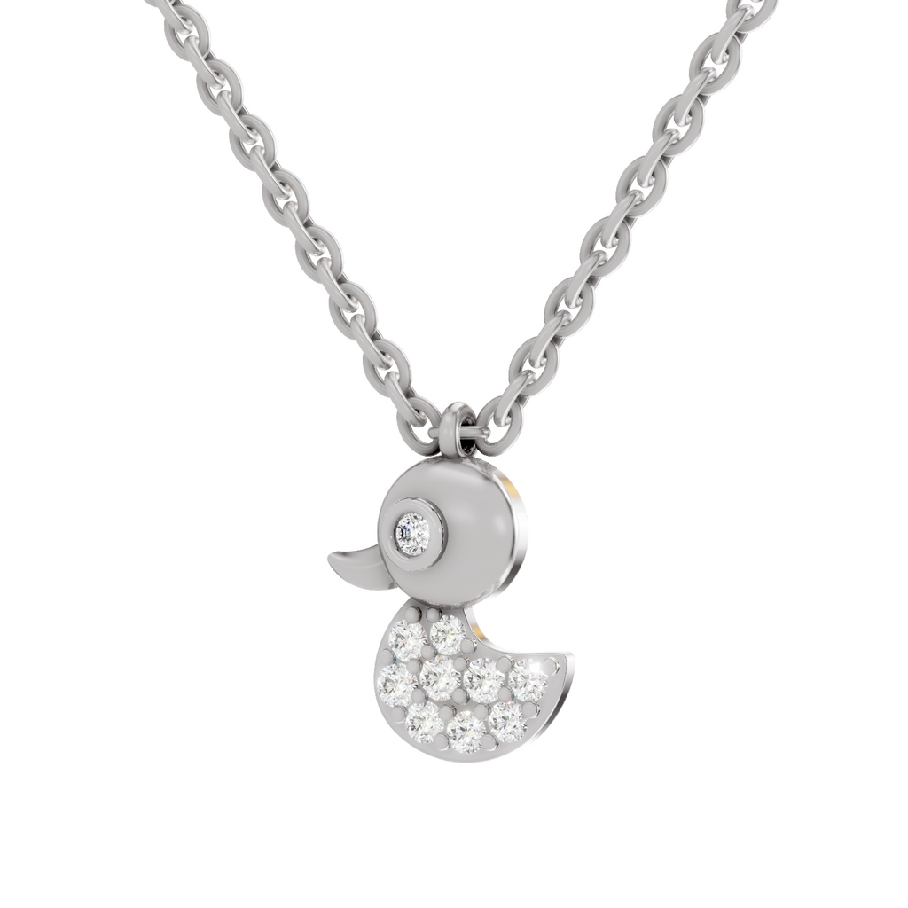 0.18 Carat Pave-Set Rubber Ducky Pendant | 14K White Gold