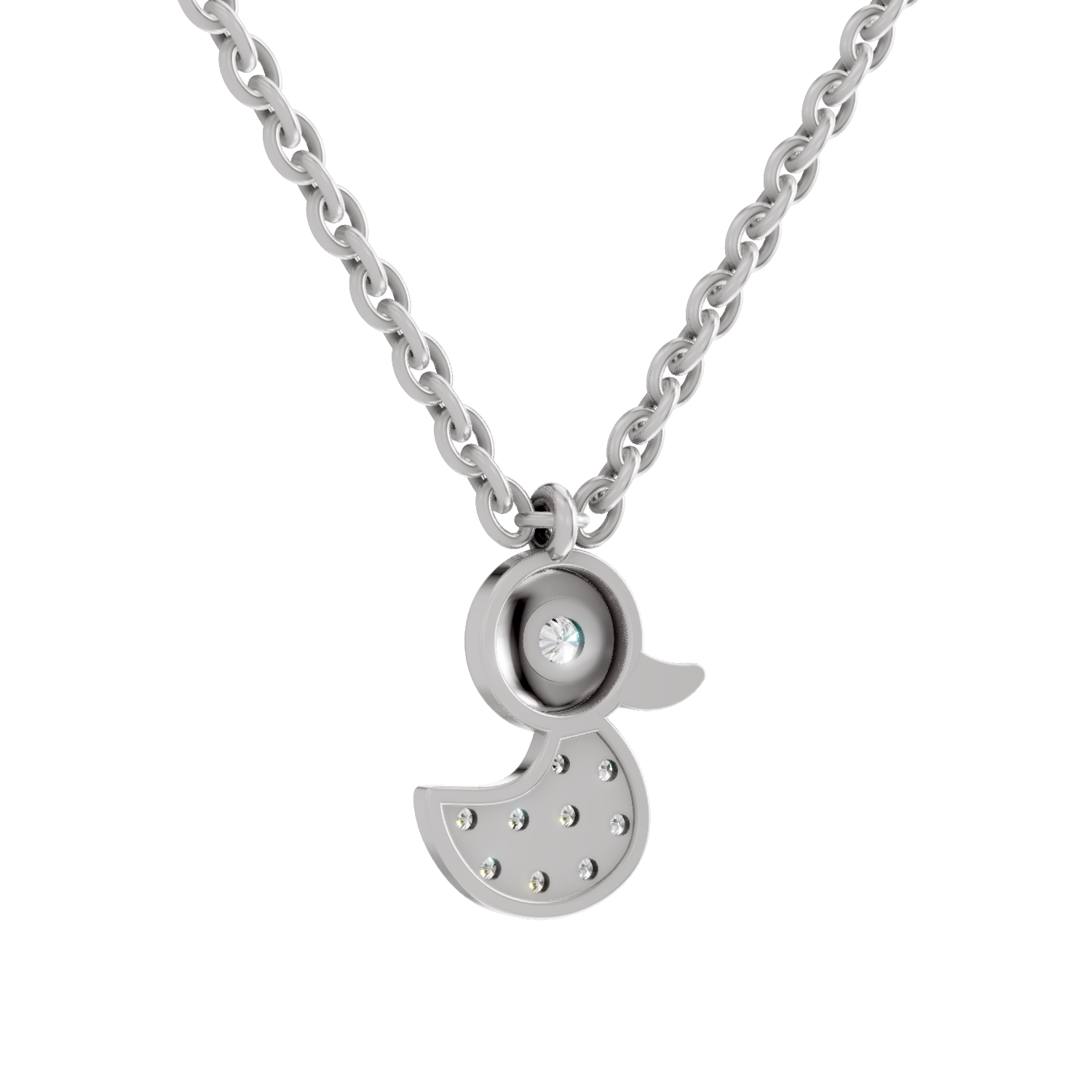 0.18 Carat Pave-Set Rubber Ducky Pendant | 14K White Gold