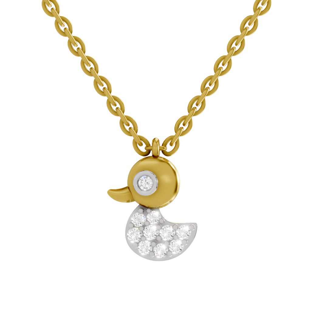 0.18 Carat Pave-Set Rubber Ducky Pendant | 14K Yellow Gold