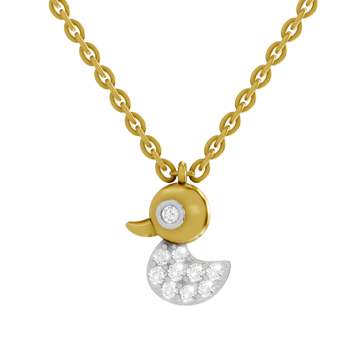0.18 Carat Pave-Set Rubber Ducky Pendant | 14K Yellow Gold