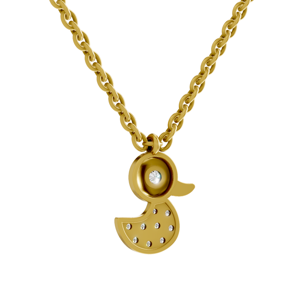 0.18 Carat Pave-Set Rubber Ducky Pendant | 14K Yellow Gold