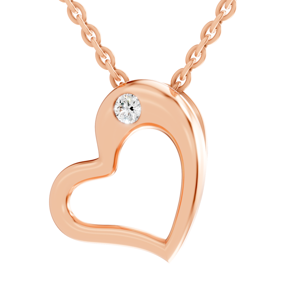 0.11 Carat Heart Floating Solitaire Pendant | 14K Rose Gold