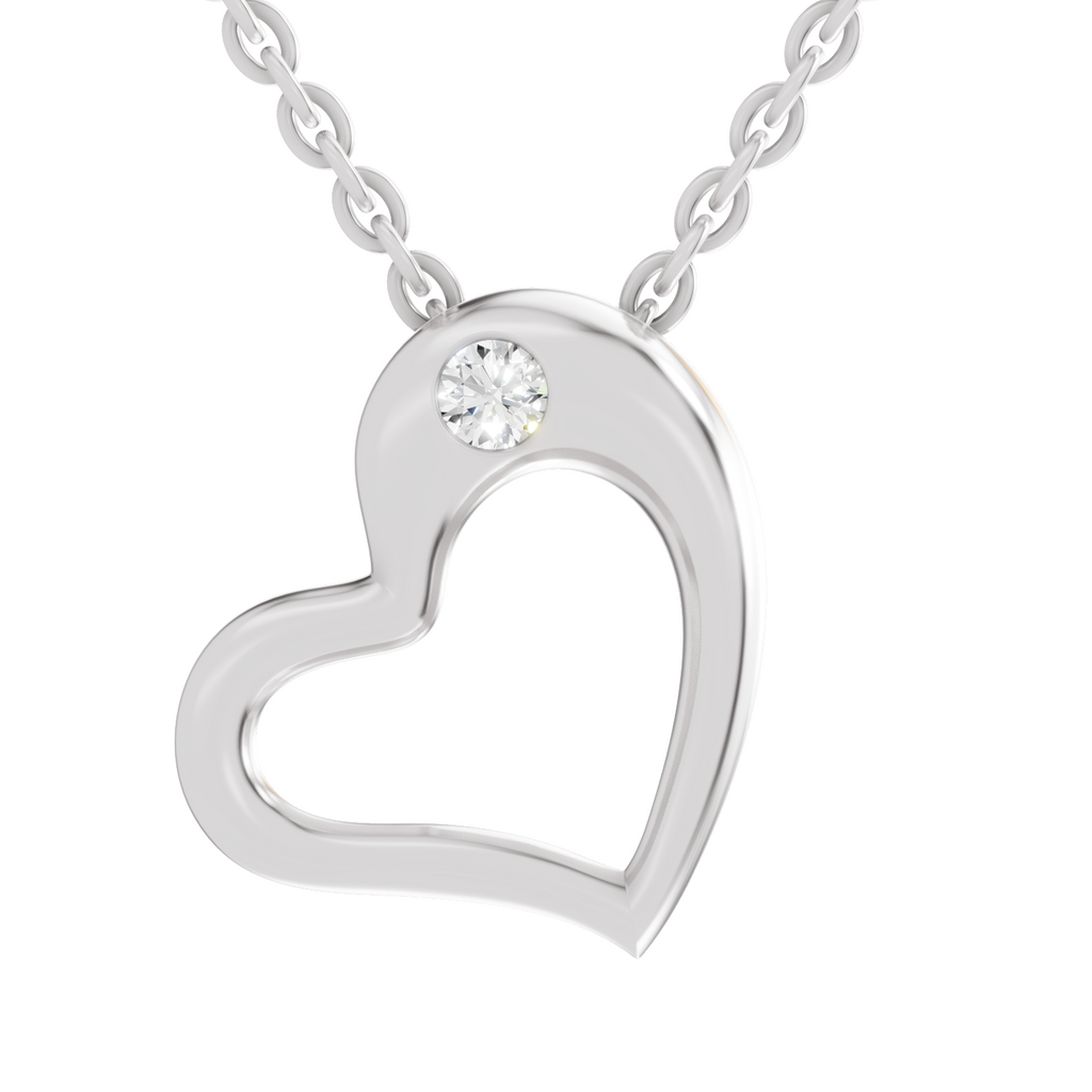 0.11 Carat Heart Floating Solitaire Pendant | 14K White Gold