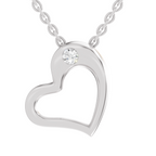 0.11 Carat Heart Floating Solitaire Pendant | 14K White Gold