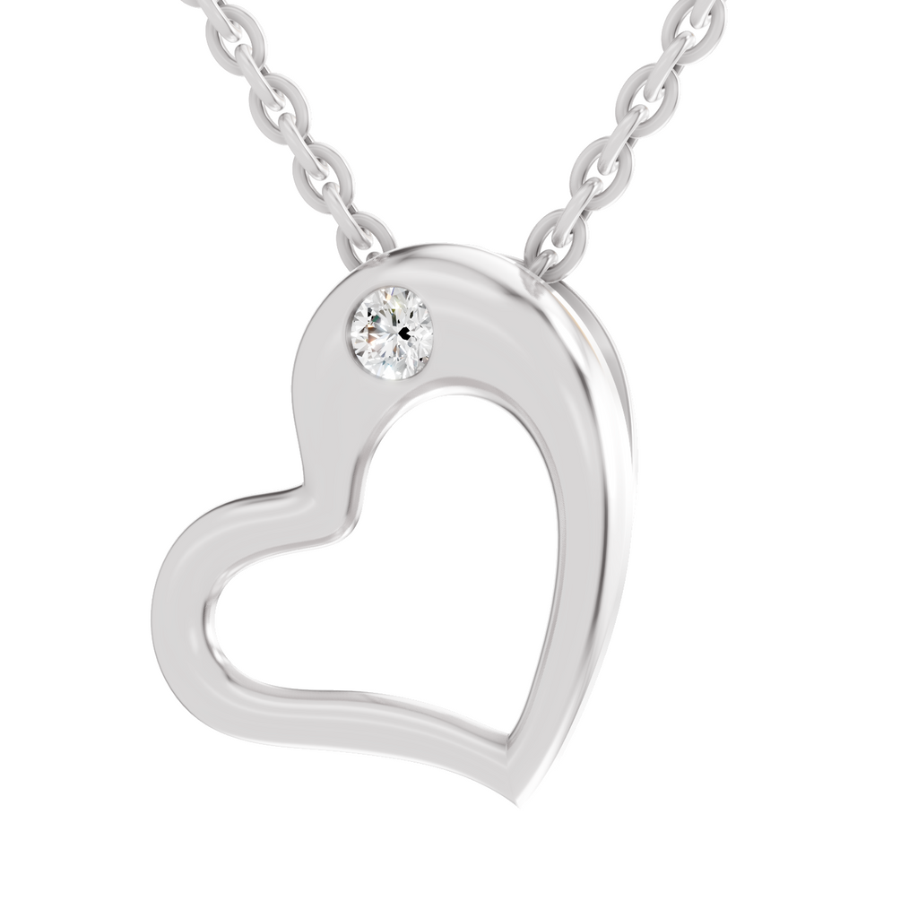 0.11 Carat Heart Floating Solitaire Pendant | 14K White Gold