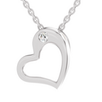 0.11 Carat Heart Floating Solitaire Pendant | 14K White Gold
