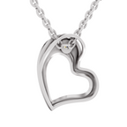 0.11 Carat Heart Floating Solitaire Pendant | 14K White Gold