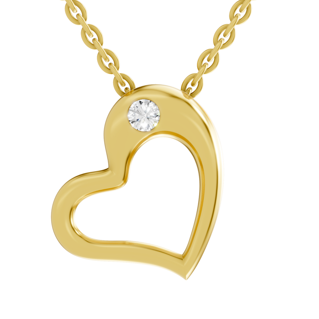 0.11 Carat Heart Floating Solitaire Pendant | 14K Yellow Gold