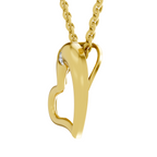 0.11 Carat Heart Floating Solitaire Pendant | 14K Yellow Gold