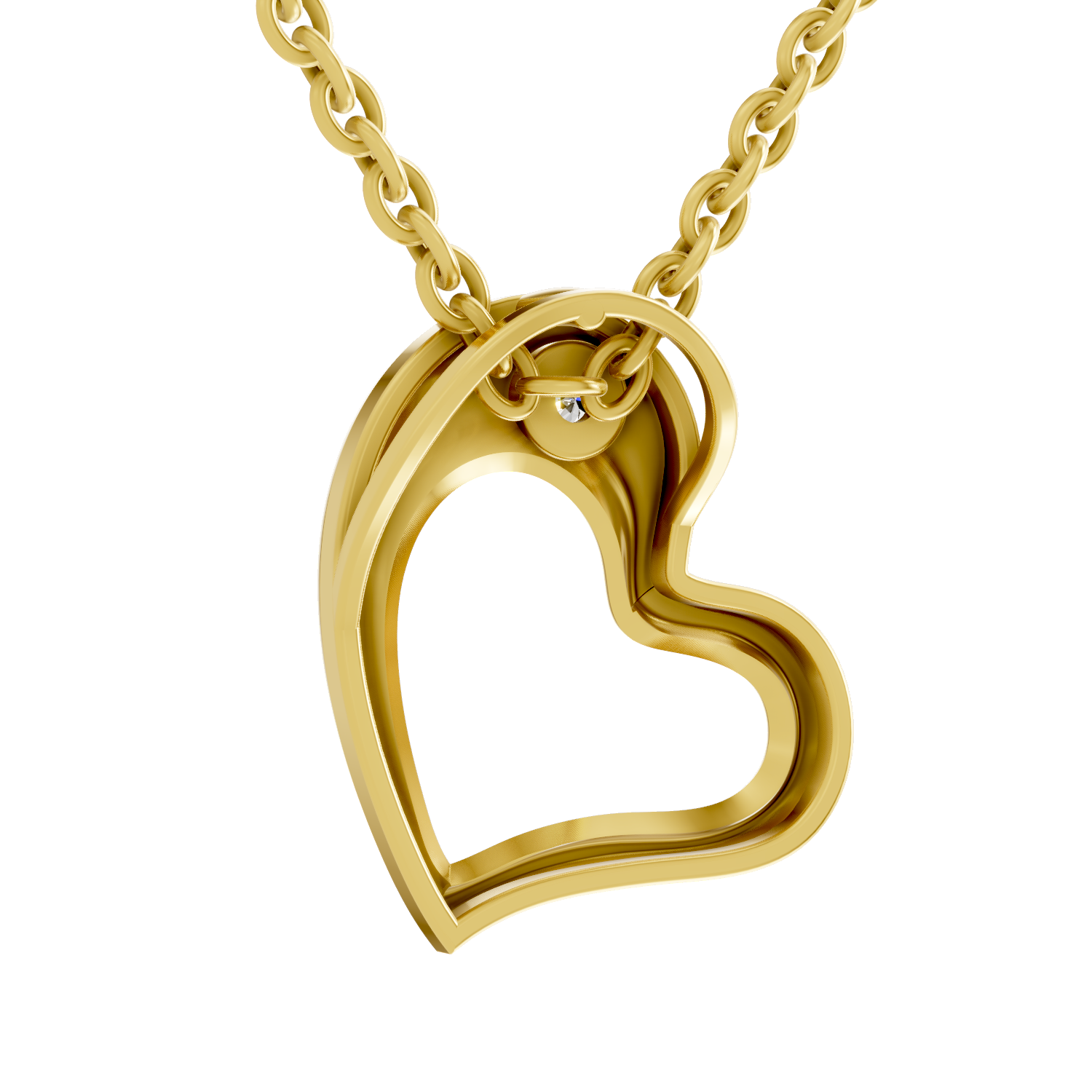 0.11 Carat Heart Floating Solitaire Pendant | 14K Yellow Gold