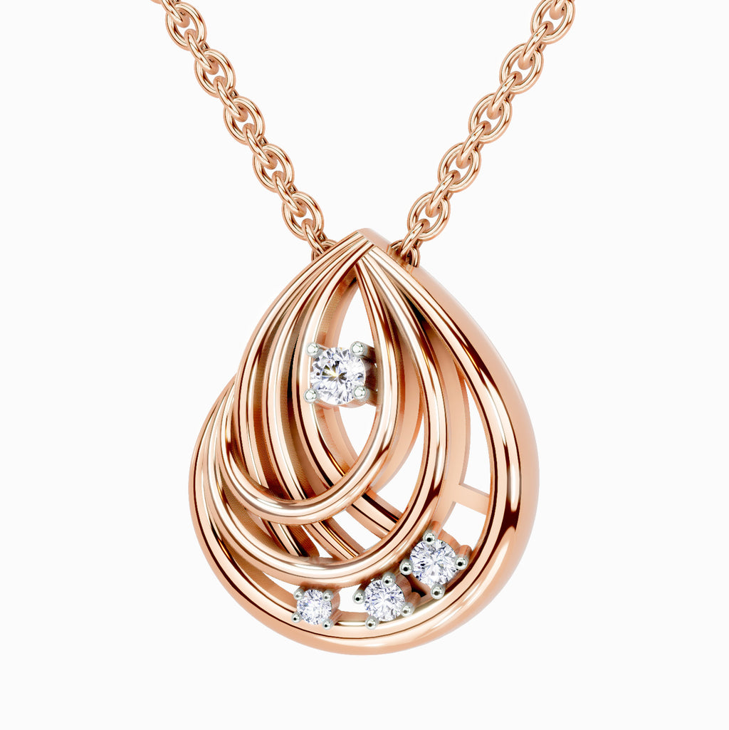 0.06 Carat Round Swirl Pendant | 14K Rose Gold
