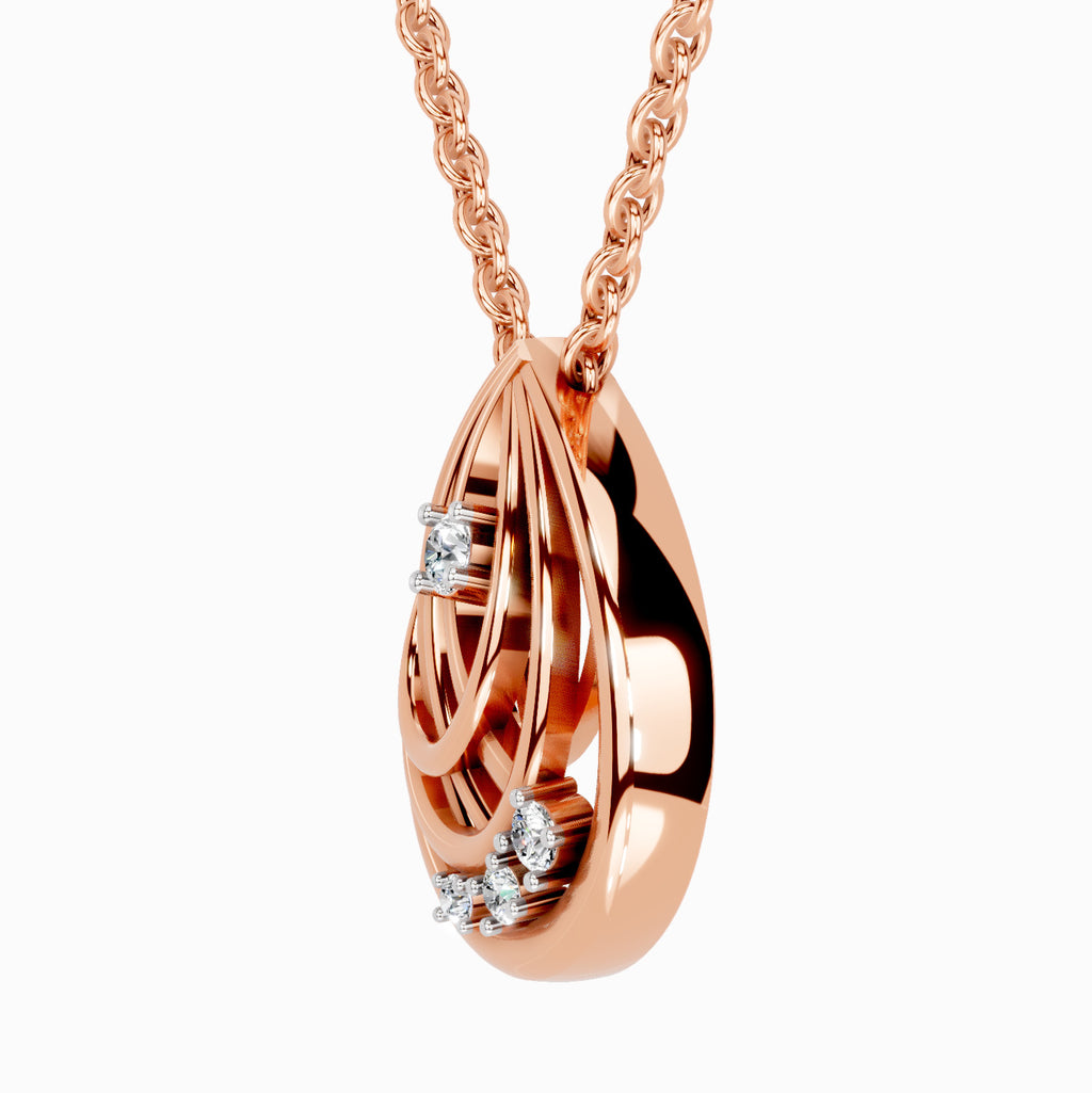 0.06 Carat Round Swirl Pendant | 14K Rose Gold