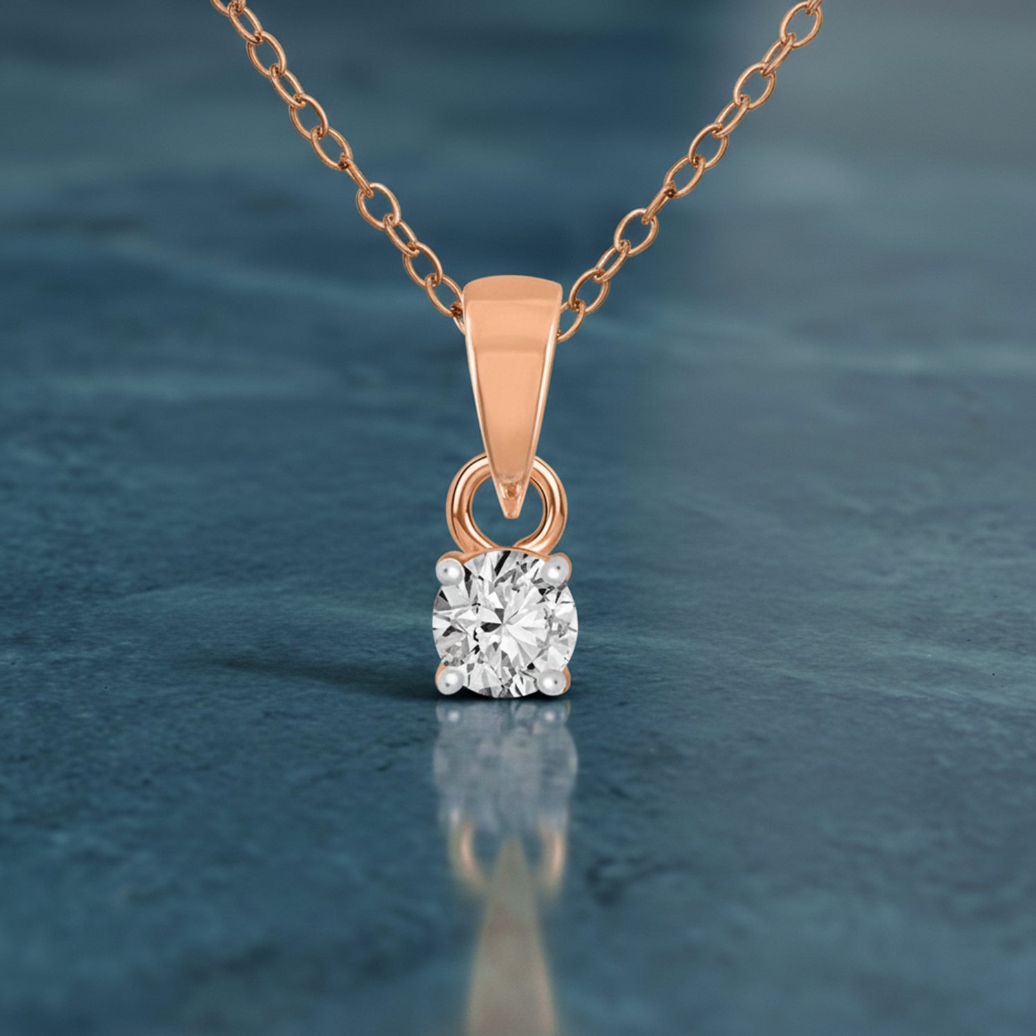 0.2 Ct Classic Solitaire Diamond Pendant Necklace in 14Kt