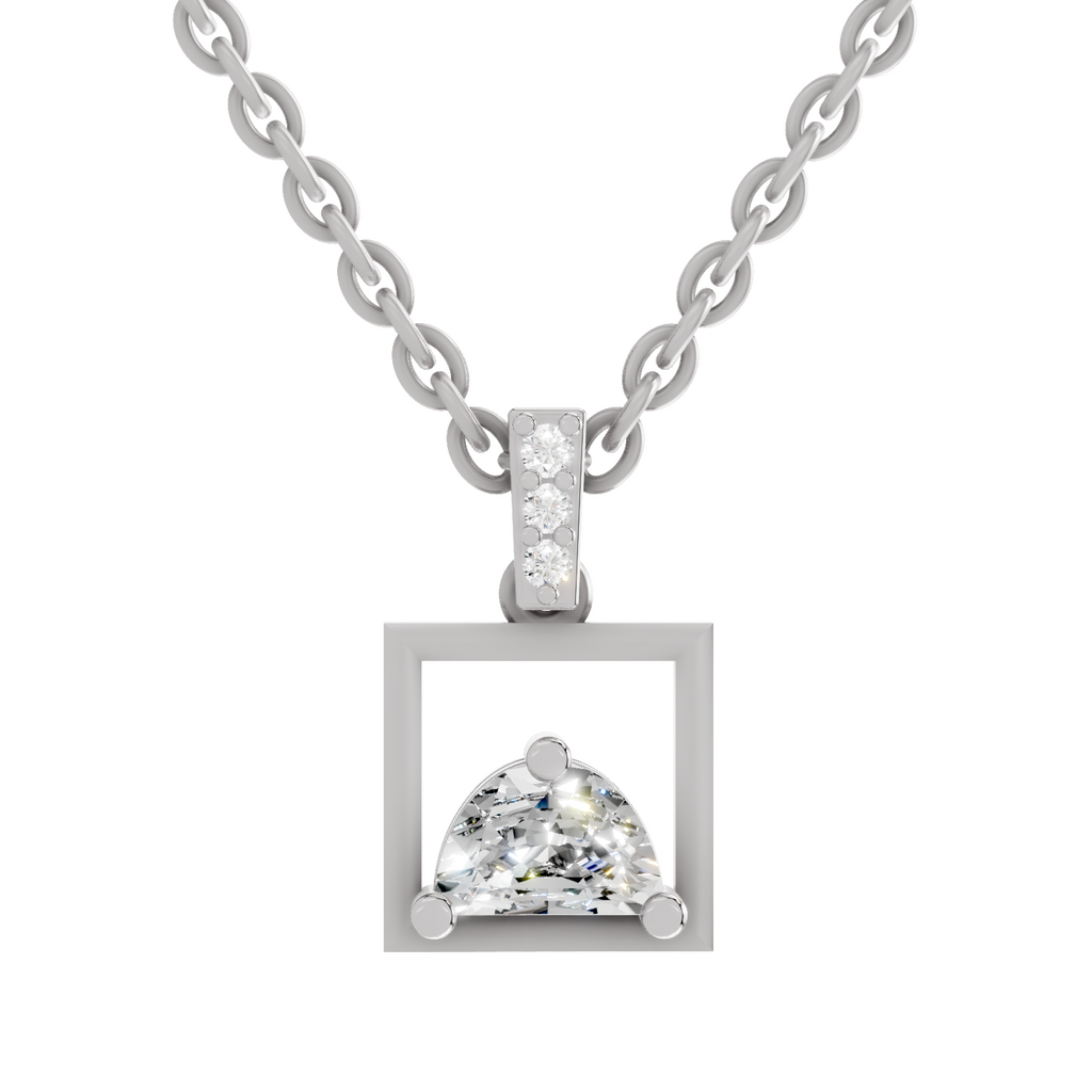 0.29 Carat Half-Moon Frame Pendant | 14K White Gold