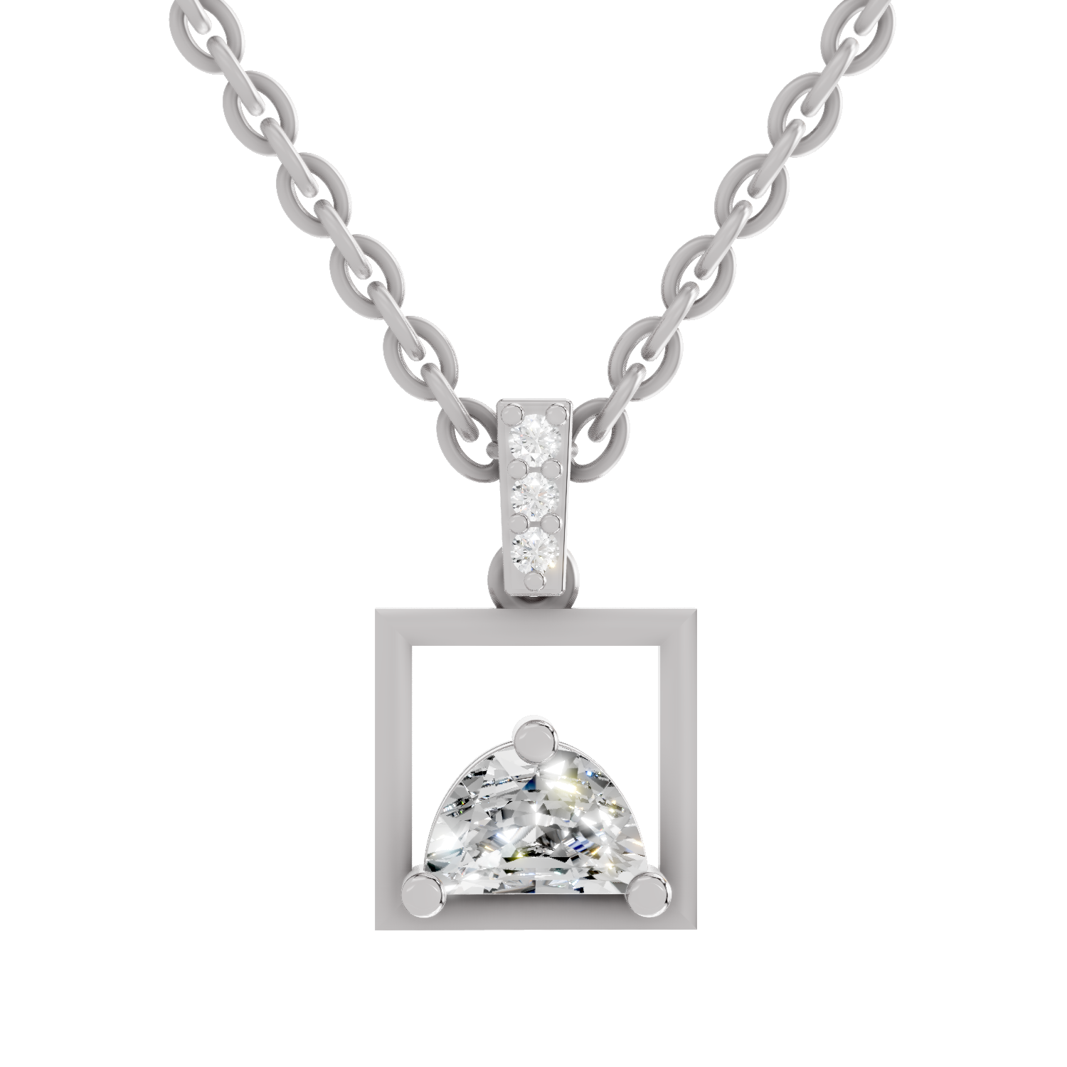 0.29 Carat Half-Moon Frame Pendant | 14K White Gold