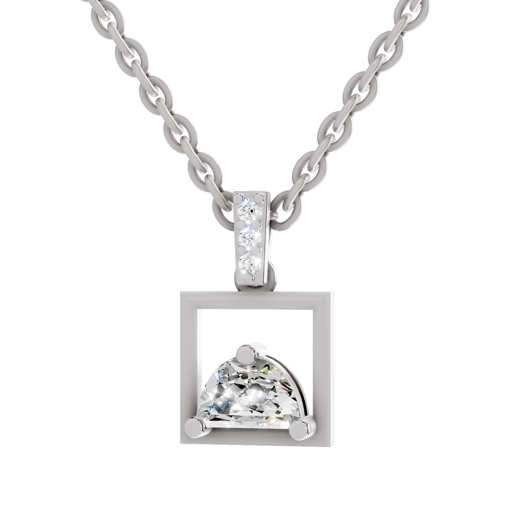 0.29 Carat Half-Moon Frame Pendant | 14K White Gold