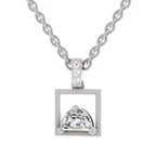 0.29 Carat Half-Moon Frame Pendant | 14K White Gold