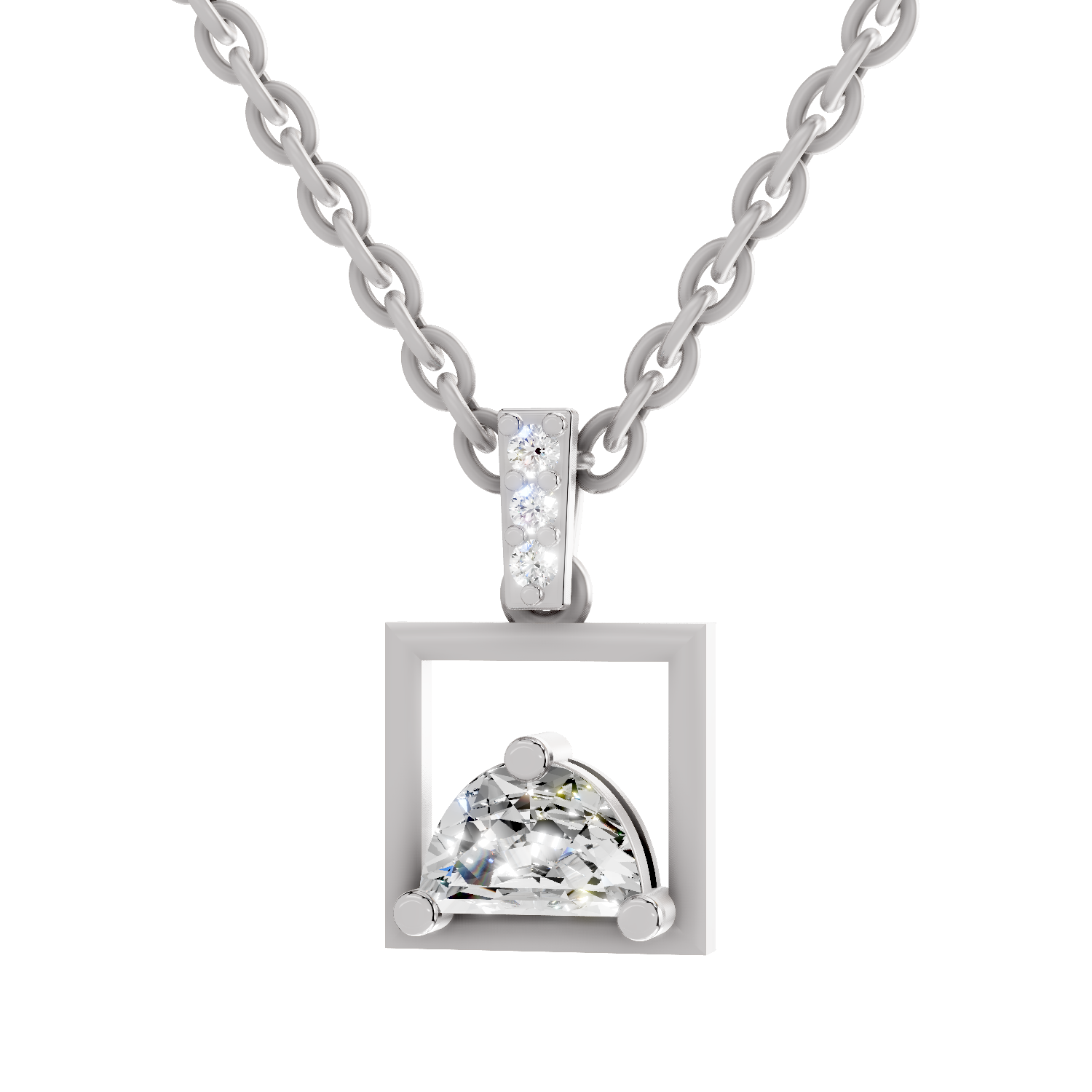 0.29 Carat Half-Moon Frame Pendant | 14K White Gold