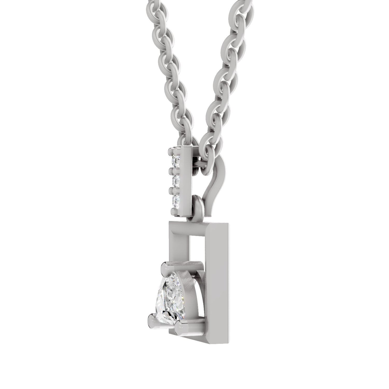 0.29 Carat Half-Moon Frame Pendant | 14K White Gold