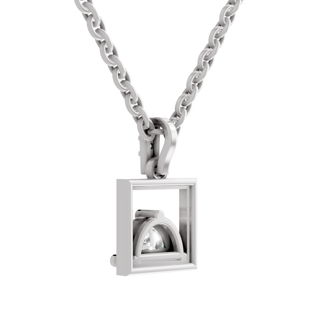 0.29 Carat Half-Moon Frame Pendant | 14K White Gold
