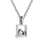 0.29 Carat Half-Moon Frame Pendant | 14K White Gold